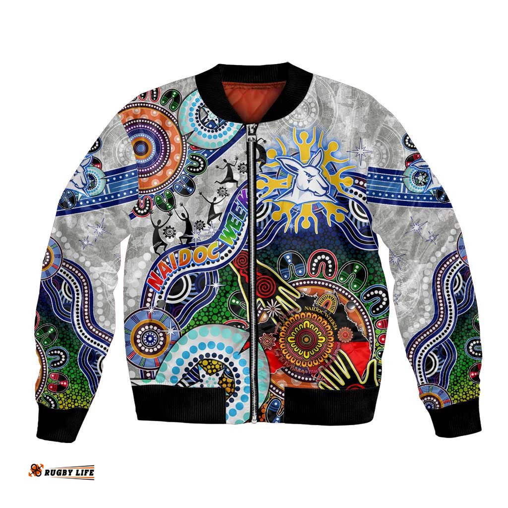 Custom NAIDOC Week 2024 North Melbourne Kangaroos Bomber Jacket Australia Aboriginal Dot Painting