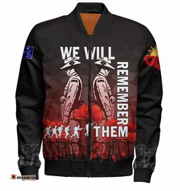 Australia Anzac Day Bomber Jacket - Anzac Day Soldier We Will Remember Them Bomber Jacket Red