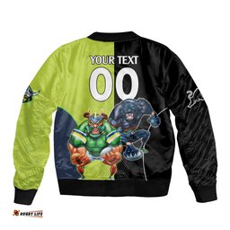 Custom Raiders and Panthers Bomber Jacket Together Sporty Style