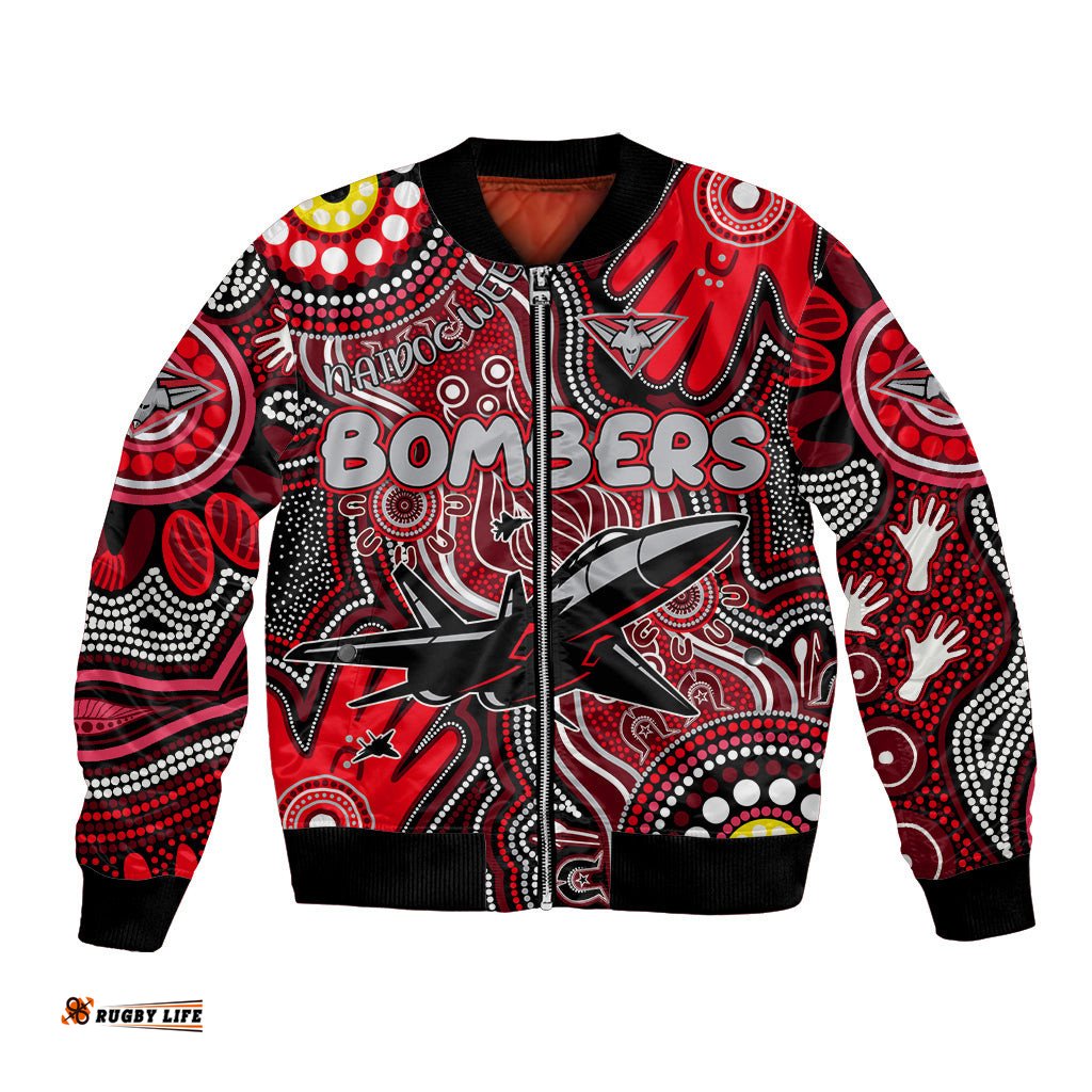 Personalised NAIDOC Week 2024 Essendon Bombers Bomber Jacket Australian Aboriginal Hand Painting