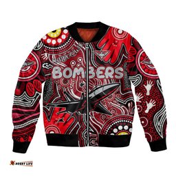 Personalised NAIDOC Week 2024 Essendon Bombers Bomber Jacket Australian Aboriginal Hand Painting