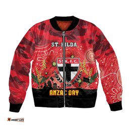 Custom St Kilda Football ANZAC Bomber Jacket Gallipoli Camouflage With Poppies