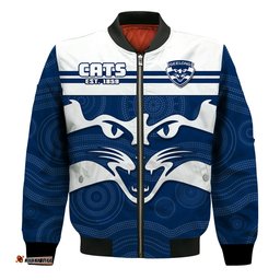 Cats Football Bomber Jacket Geelong Est 1859 Aboriginal Art