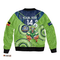 Custom NRL Raiders NAIDOC Week Bomber Jacket Keep The Fire Burning Indigenous Art