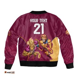 Custom Brisbane Broncos and Lions Bomber Jacket Together Sporty Style