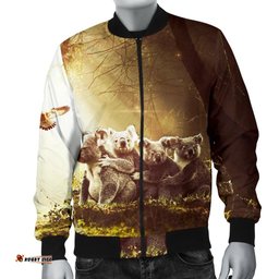 Men's Bomber Jacket - Koala Family Landscape Art
