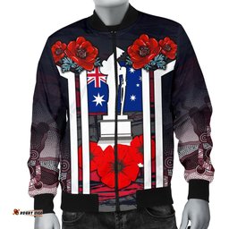 Bomber Jacket - Anzac Day Jacket - Poppy Flowerss Dot Painting - Men