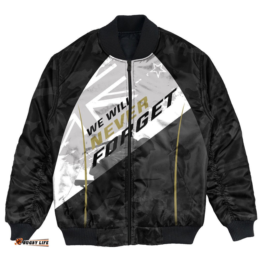 Anzac Day We Will Never Forget Bomber Jacket
