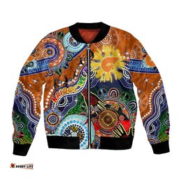 Custom NAIDOC Week 2024 GWS Giants Bomber Jacket Australia Aboriginal Dot Painting