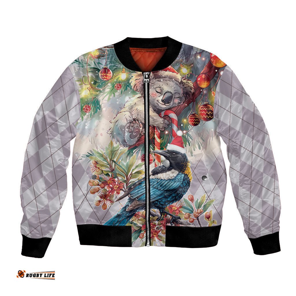 Koala and Tui Bird Christmas in July Bomber Jacket