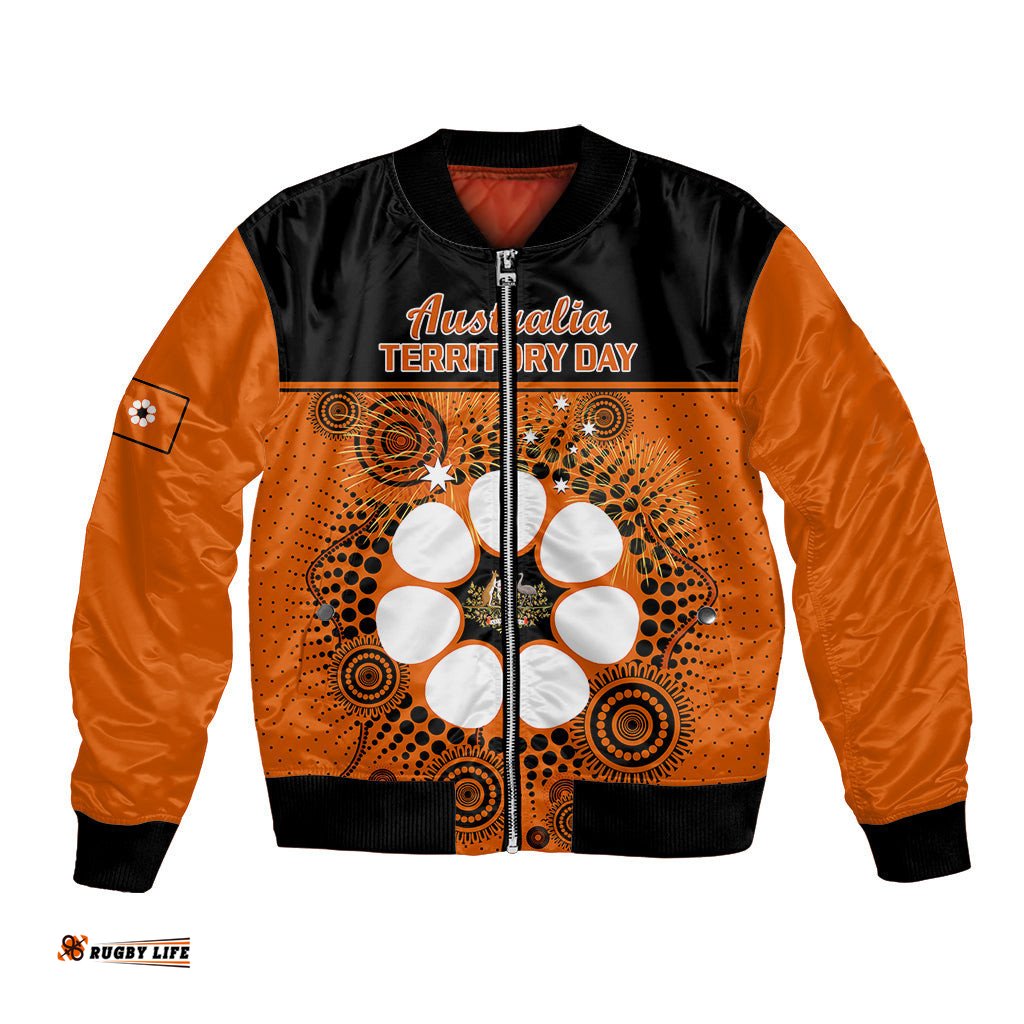 Personalised 1 July Australia Territory Day Bomber Jacket Aboriginal Pattern