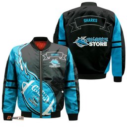 Cronulla-Sutherland Sharks Bomber Jacket Flame Ball - NRL