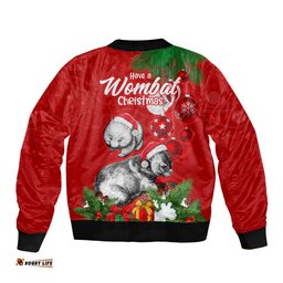 Wombat Lover Bomber Jacket Australia Merry Christmas Aboriginal