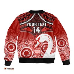 Personalised Sydney Swans Football Bomber Jacket Go Swannies Aboriginal Mix Polynesian Pattern