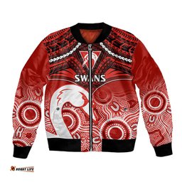 Personalised Sydney Swans Football Bomber Jacket Go Swannies Aboriginal Mix Polynesian Pattern