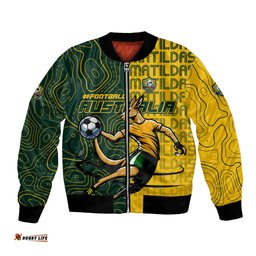 Personalised Matildas Mascot Bomber Jacket Australia Football Topographic