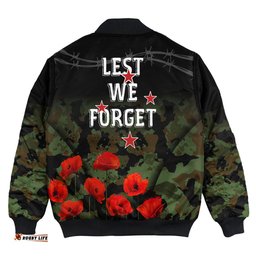 New Zealand Anzac Lest We Forget Poppy Camo Bomber Jacket