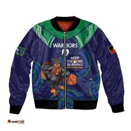 Custom NRL Warriors NAIDOC Week Bomber Jacket Keep The Fire Burning Indigenous Art