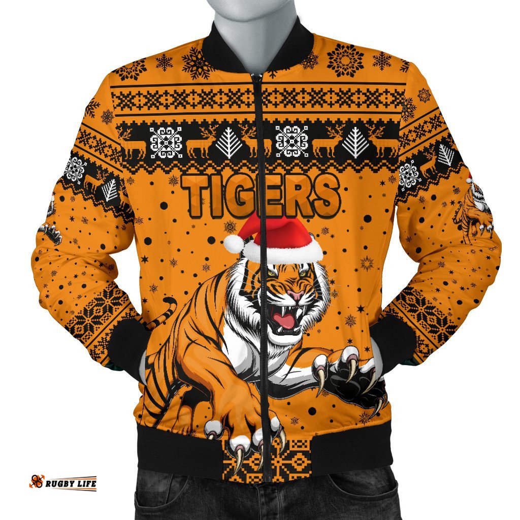 Wests Christmas Men's Bomber Jacket Tigers Unique Vibes - Orange