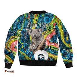 Personalised Vivid Minimal Koala Bomber Jacket NAIDOC 2024 Aboriginal Art Style No2
