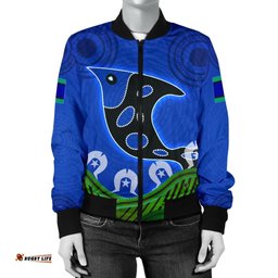 Women's Bomber Jacket - Torres Strait Dot Patterns