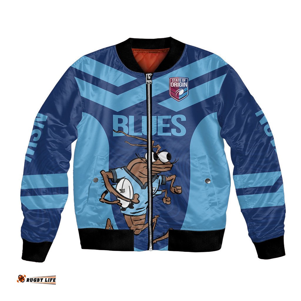 Custom New South Wales Rugby Bomber Jacket Blues Cockroach Origin Sporty