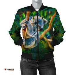 Women's Bomber Jacket - 3D Koala Jacket - Koala Aussie Greeting