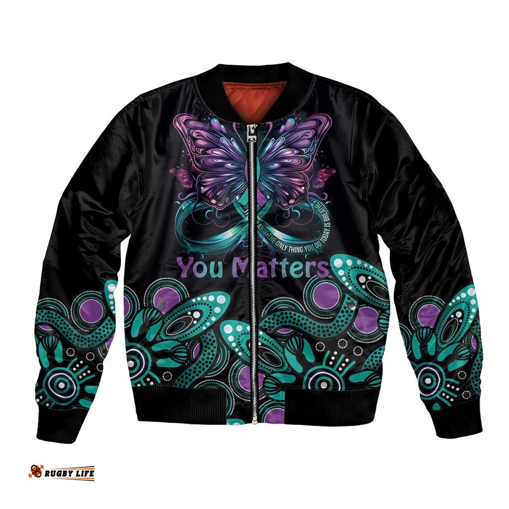 Personalised Hope Fight Suicide Prevention Awareness Bomber Jacket Aboriginal Motif