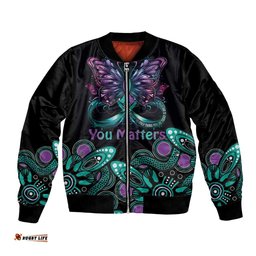 Personalised Hope Fight Suicide Prevention Awareness Bomber Jacket Aboriginal Motif