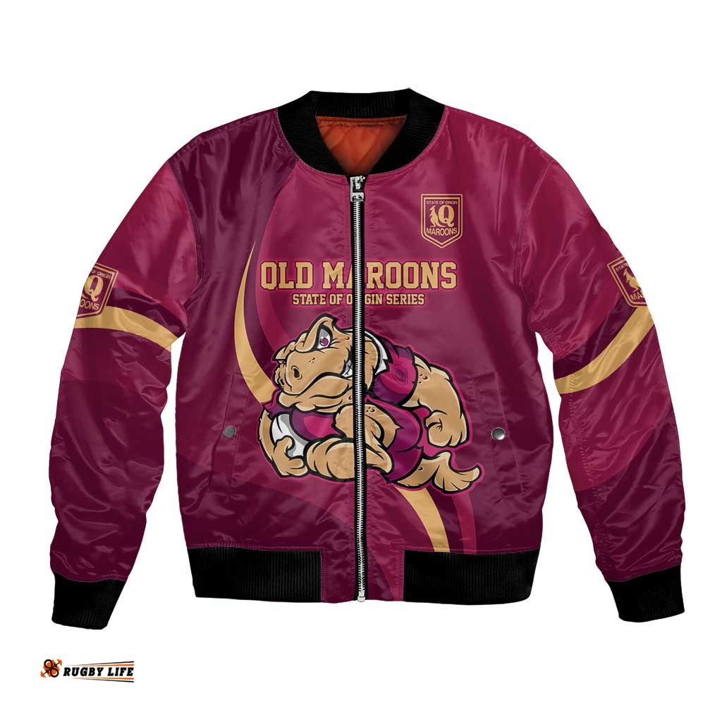 Custom QLD Maroons Cane Toad Bomber Jacket Queensland Origin No2