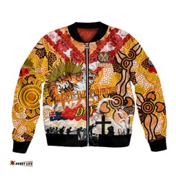 Personalised Tigers ANZAC Day Bomber Jacket Aboriginal Rising Sun
