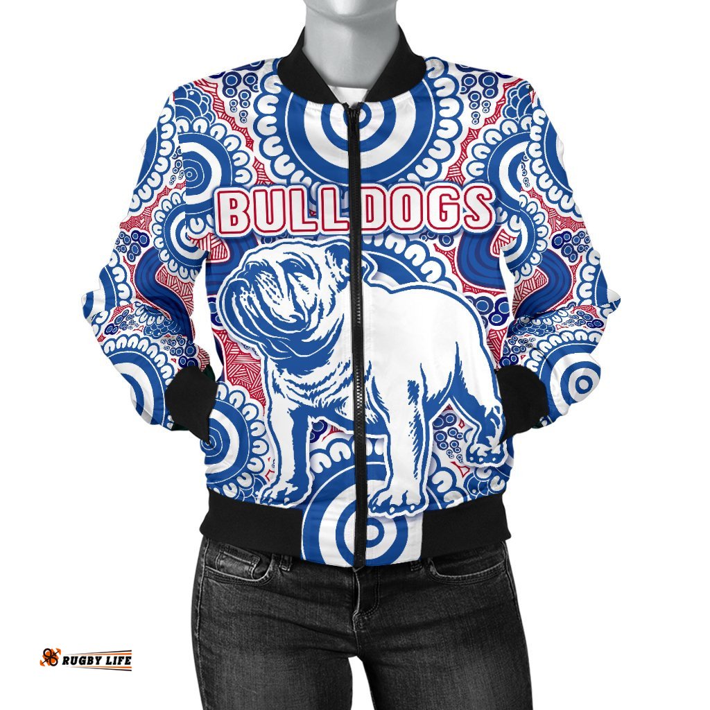 Western Women's Bomber Jacket Bulldogs Simple Indigenous