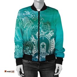 Aboriginal Women's Bomber Jacket, Torres Strait Islands in Wave