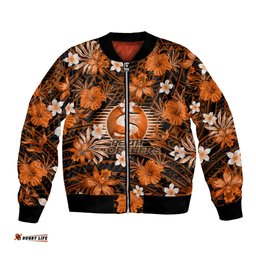 Australian Scorchers Cricket Bomber Jacket Baeuty Pacific Hibiscus and Polynesian Pattern