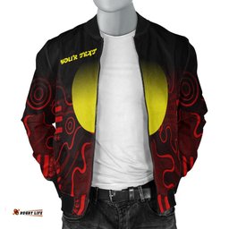 Custom Text Aboriginal Women's Bomber Jacket - Indigenous Flag Grunge Style