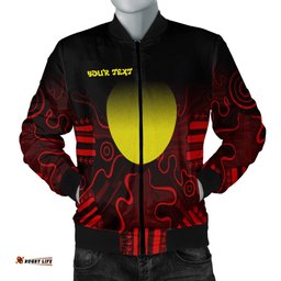 Custom Text Aboriginal Women's Bomber Jacket - Indigenous Flag Grunge Style