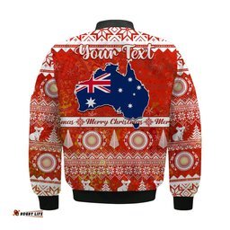 Custom Personalised Australia Bomber Jacket Australian Map Aboriginal Painting Merry Christmas