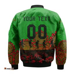 South Sydney Rabbitohs Bomber Jacket Personalized Aboriginal Rugby Anzac Day Poppy With Soldiers - NRL