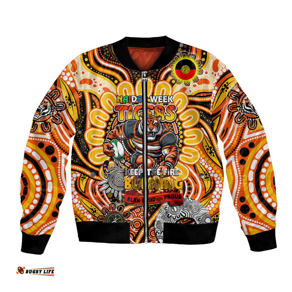Custom NAIDOC Week 2024 Tigers Bomber Jacket Mascot Rugby