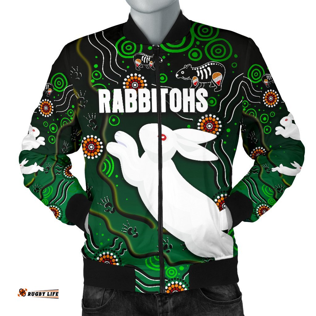 Rabbitohs Men's Bomber Jacket Simple Indigenous
