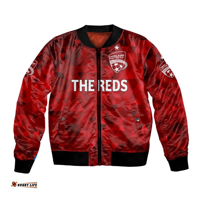 Custom Personalised Adelaide United The Reds Bomber Jacket Soccer Club Original Style - Red