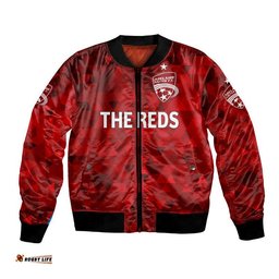 Custom Personalised Adelaide United The Reds Bomber Jacket Soccer Club Original Style - Red