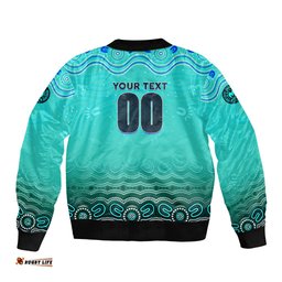 Personalised Australia Matildas Bomber Jacket Tillies Aboriginal Simple Turquoise