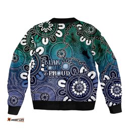 NAIDOC Week 2024 Fire Burning Bomber Jacket Aboriginal Dots Blue Art