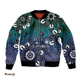 NAIDOC Week 2024 Fire Burning Bomber Jacket Aboriginal Dots Blue Art