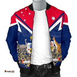 Men's Bomber Jacket - Australian Coat Of Arms Flag Color