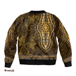 Gold African Dashiki With Australia Aboriginal Art Bomber Jacket