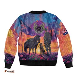 Australia Animals ANZAC Bomber Jacket Dog And Horse Heroes Also Served