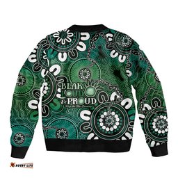 NAIDOC Week 2024 Fire Burning Bomber Jacket Aboriginal Dots Green Art