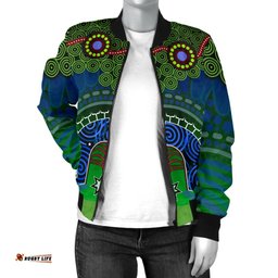 Torres Strait Women's Bomber Jacket - Dhari And Dot Patterns